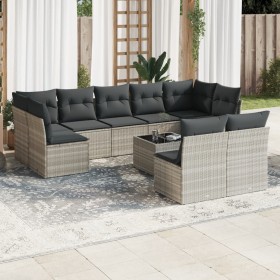 Gartensofa-Set, 10-teilig, mit Kissen, aus hellem grauen Kunststoff-Rattan. von , Gartensets - Ref: Foro24-3250001, Preis: 74...