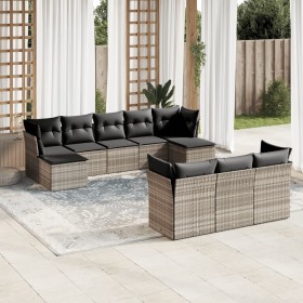 Set of 10-piece garden sofas with light gray synthetic rattan cushions by , Garden sets - Ref: Foro24-3250171, Price: 734,74 ...