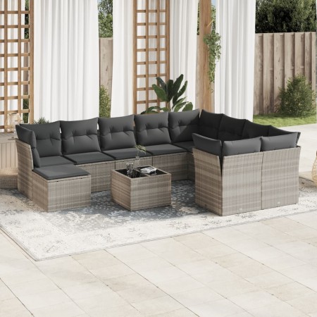 Garden sofa set 11 pieces and gray synthetic rattan cushions by , Garden sets - Ref: Foro24-3250441, Price: 805,69 €, Discoun...