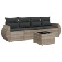 Gartensofa-Set und Kissen, 5-teilig, aus hellem grauem Kunststoff-Rattan. von , Gartensets - Ref: Foro24-3221091, Preis: 381,...