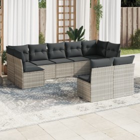 Set muebles jardín 9 pzas y cojines ratán sintético gris claro de , Conjuntos de jardín - Ref: Foro24-3249991, Precio: 697,99...