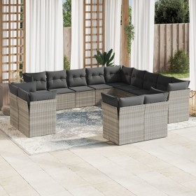 Set of garden sofas with 13 pieces of gray synthetic rattan cushions by , Garden sets - Ref: Foro24-3250391, Price: 1,00 €, D...