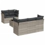 Garden sofa set 6 pieces and gray synthetic rattan cushions by , Garden sets - Ref: Foro24-3217252, Price: 459,10 €, Discount: %