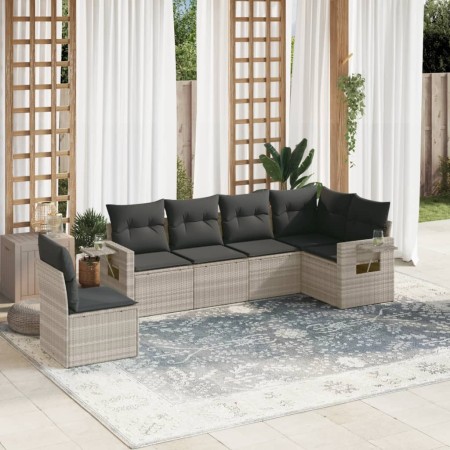 Garden sofa set 6 pieces and gray synthetic rattan cushions by , Garden sets - Ref: Foro24-3252569, Price: 469,92 €, Discount: %