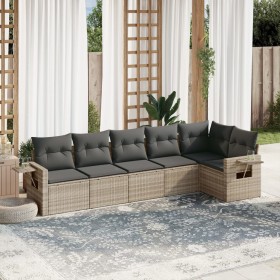 Garden sofa set 6 pieces and gray synthetic rattan cushions by , Garden sets - Ref: Foro24-3252529, Price: 469,99 €, Discount: %