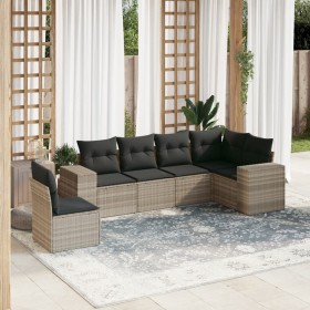 Garden sofa set 6 pieces and gray synthetic rattan cushions by , Garden sets - Ref: Foro24-3254969, Price: 484,99 €, Discount: %