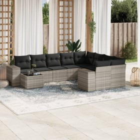 Set of 10-piece garden sofas with light gray synthetic rattan cushions by , Garden sets - Ref: Foro24-3255399, Price: 758,99 ...