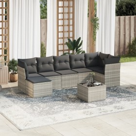 Garden sofa set 8 pieces and gray synthetic rattan cushions by , Garden sets - Ref: Foro24-3249821, Price: 583,40 €, Discount: %