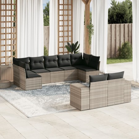 Garden furniture set 9 pieces and light gray synthetic rattan cushions by , Garden sets - Ref: Foro24-3255359, Price: 709,07 ...