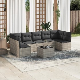 Garden sofa set 8 pieces and gray synthetic rattan cushions by , Garden sets - Ref: Foro24-3249281, Price: 572,45 €, Discount: %