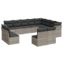 Garden sofa set 12 pieces and gray synthetic rattan cushions by , Garden sets - Ref: Foro24-3250311, Price: 876,92 €, Discoun...