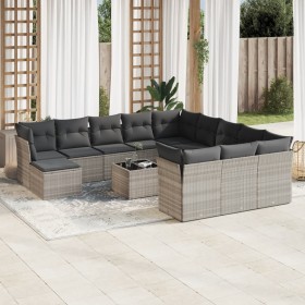 Gartensofagarnitur mit 13-teiligen Kissen aus grauem Kunststoff-Rattan. von , Gartensets - Ref: Foro24-3250481, Preis: 997,15...