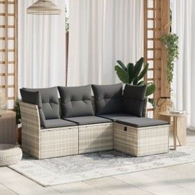 Garden sofa set 4 pieces with gray synthetic rattan cushions by , Garden sets - Ref: Foro24-3263118, Price: 293,29 €, Discoun...