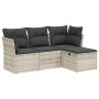 Garden sofa set 4 pieces with gray synthetic rattan cushions by , Garden sets - Ref: Foro24-3263118, Price: 300,13 €, Discoun...