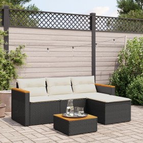 Gartensofagarnitur mit Kissen, 3-teilig, aus schwarzem Kunststoffrattan. von , Gartensets - Ref: Foro24-365826, Preis: 313,66...