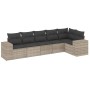 Garden sofa set 6 pieces and gray synthetic rattan cushions by , Garden sets - Ref: Foro24-3254929, Price: 488,24 €, Discount: %