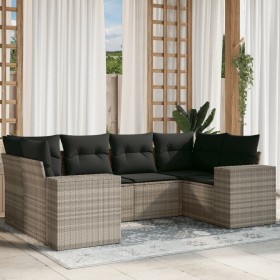 Garden sofa set 6 pieces and gray synthetic rattan cushions by , Garden sets - Ref: Foro24-3255319, Price: 502,99 €, Discount: %