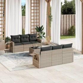 Garden sofa set 7 pieces with light gray PE rattan cushions by , Garden sets - Ref: Foro24-3219911, Price: 521,99 €, Discount: %