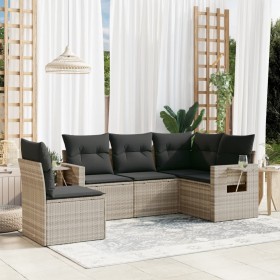 Gartensofa-Set und Kissen, 5-teilig, aus hellem grauem Kunststoff-Rattan. von , Gartensets - Ref: Foro24-3220171, Preis: 406,...