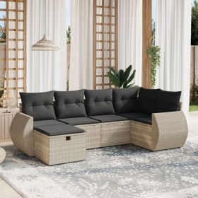 Garden sofa set 6 pieces and gray synthetic rattan cushions by , Garden sets - Ref: Foro24-3264108, Price: 458,99 €, Discount: %