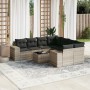 Garden furniture set 9 pieces and light gray synthetic rattan cushions by , Modular outdoor sofas - Ref: Foro24-3222361, Pric...