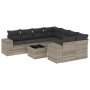 Garden furniture set 9 pieces and light gray synthetic rattan cushions by , Modular outdoor sofas - Ref: Foro24-3222361, Pric...