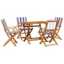 5-piece garden dining set, solid wood with blue and white fabric. by , Garden sets - Ref: Foro24-3281705, Price: 290,41 €, Di...