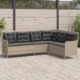 L-shaped garden sofa with light gray PE rattan cushions by , Outdoor sofas - Ref: Foro24-369005, Price: 348,48 €, Discount: %