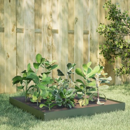 Olive green steel flowerbed 100x100x18.5 cm by , Pots and planters - Ref: Foro24-851013, Price: 44,56 €, Discount: %