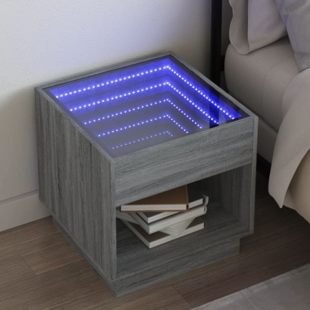 Coffee table with Infinity LED gray Sonoma 50x50x50 cm by , Nightstands - Ref: Foro24-3284089, Price: 106,48 €, Discount: %