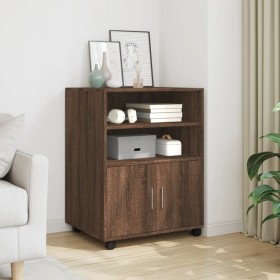 Engineered wood brown oak 60x48x81 cm wheeled cabinet by , Filing cabinets - Ref: Foro24-853170, Price: 84,99 €, Discount: %