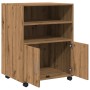 Engineered oak wood artisan wardrobe with wheels, 60x48x81 cm. by , Filing cabinets - Ref: Foro24-853172, Price: 83,89 €, Dis...