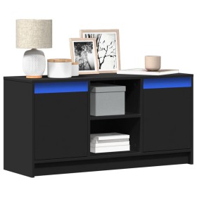 TV stand with LED lights, engineered wood, black, 100x34x50 cm by , TV Furniture - Ref: Foro24-852188, Price: 82,80 €, Discou...