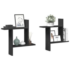 Wall shelves 2 units engineered wood black 50x12x50 cm by , Shelves and shelves - Ref: Foro24-853255, Price: 25,85 €, Discoun...