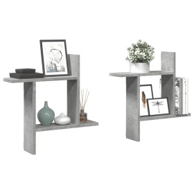 Wall shelves 2 units engineered wood gray concrete 50x12x50cm by , Shelves and shelves - Ref: Foro24-853257, Price: 23,91 €, ...