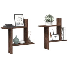 Wall shelves 2 units engineered wood brown 50x12x50 cm by , Shelves and shelves - Ref: Foro24-853260, Price: 24,51 €, Discoun...