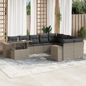 Set of 10-piece garden sofas with light gray synthetic rattan cushions by , Garden sets - Ref: Foro24-3269402, Price: 778,86 ...