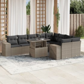 Set of 10-piece garden sofas with light gray synthetic rattan cushions by , Garden sets - Ref: Foro24-3269392, Price: 779,99 ...