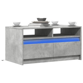 Mesa de centro con luces LED madera de ingeniería gris hormigón de , Mesas de centro - Ref: Foro24-851994, Precio: 94,25 €, D...