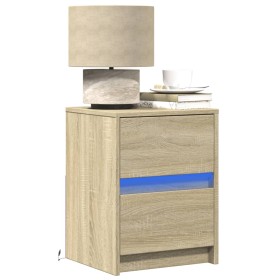 Bedside tables with LED lights 2 units engineered wood Sonoma oak by , Nightstands - Ref: Foro24-852038, Price: 97,05 €, Disc...