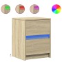 Bedside tables with LED lights 2 units engineered wood Sonoma oak by , Nightstands - Ref: Foro24-852038, Price: 96,95 €, Disc...