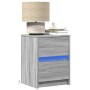 Bedside tables with LED lights 2 units engineered wood gray Sonoma by , Nightstands - Ref: Foro24-852044, Price: 100,13 €, Di...