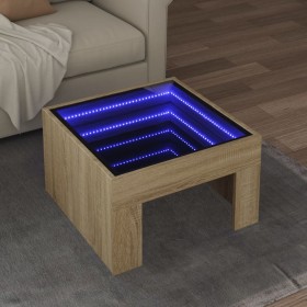 Coffee table with Infinity LED Sonoma oak 50x50x30 cm by , Coffee table - Ref: Foro24-847604, Price: 82,39 €, Discount: %