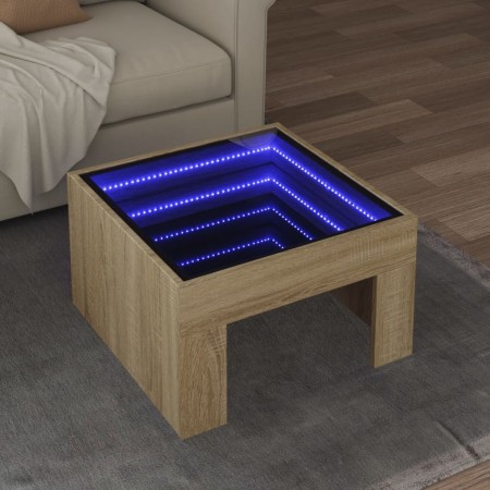 Mesa de centro con Infinity LED roble Sonoma 50x50x30 cm de , Mesas de centro - Ref: Foro24-847604, Precio: 82,39 €, Descuent...