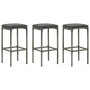 Kitchen stools with cushions 3 pcs gray synthetic rattan by vidaXL, Kitchen stools - Ref: Foro24-313444, Price: 138,19 €, Dis...