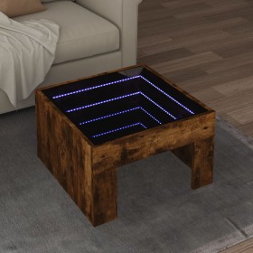 Coffee table with Infinity LED smoked oak 50x50x30 cm by , Coffee table - Ref: Foro24-847606, Price: 82,99 €, Discount: %