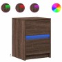 Bedside tables with LED lights 2 units engineered wood oak brown by , Nightstands - Ref: Foro24-852046, Price: 100,13 €, Disc...