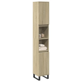 Badezimmerschrank aus Eichenholz-Sonoma-Sperrholz 30x30x190 cm. von , Badezimmermöbel - Ref: Foro24-849669, Preis: 92,89 €, R...