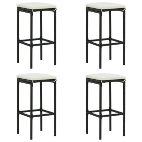 Kitchen stools with cushions 4 pcs black synthetic rattan by vidaXL, Kitchen stools - Ref: Foro24-313446, Price: 91,99 €, Dis...