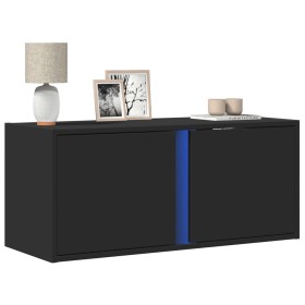 Wall-mounted TV stand with LED lights black 80x31x35 cm by , TV Furniture - Ref: Foro24-852258, Price: 58,62 €, Discount: %